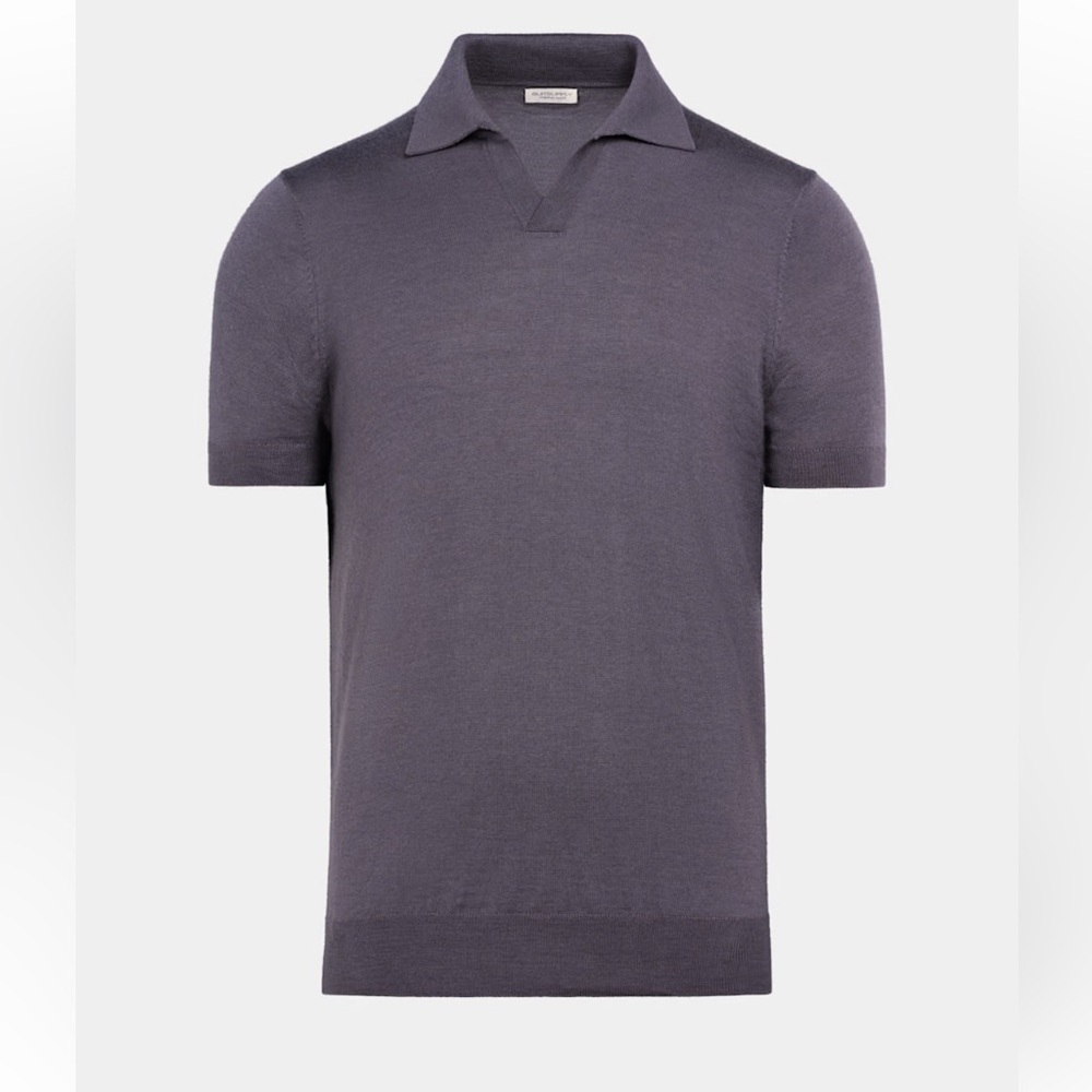 Suitsupply Purple Merino Wool Buttonless Polo